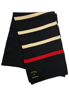 Paul & Shark Yachting Navy Wool Scarf With Red & Cream Stripes Made In Italy